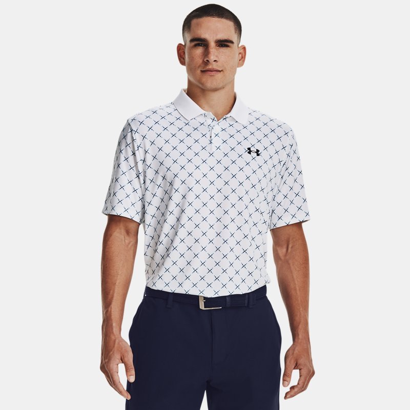 Men's Under Armour Performance 3.0 Printed Polo White / Cosmic Blue / Midnight Navy L